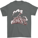 An Army Biker With Tank Skull Motorcycle Mens T-Shirt 100% Cotton Charcoal
