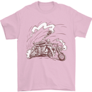 An Army Biker With Tank Skull Motorcycle Mens T-Shirt 100% Cotton Light Pink