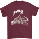 An Army Biker With Tank Skull Motorcycle Mens T-Shirt 100% Cotton Maroon