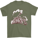 An Army Biker With Tank Skull Motorcycle Mens T-Shirt 100% Cotton Military Green