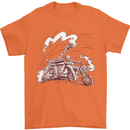 An Army Biker With Tank Skull Motorcycle Mens T-Shirt 100% Cotton Orange