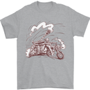 An Army Biker With Tank Skull Motorcycle Mens T-Shirt 100% Cotton Sports Grey