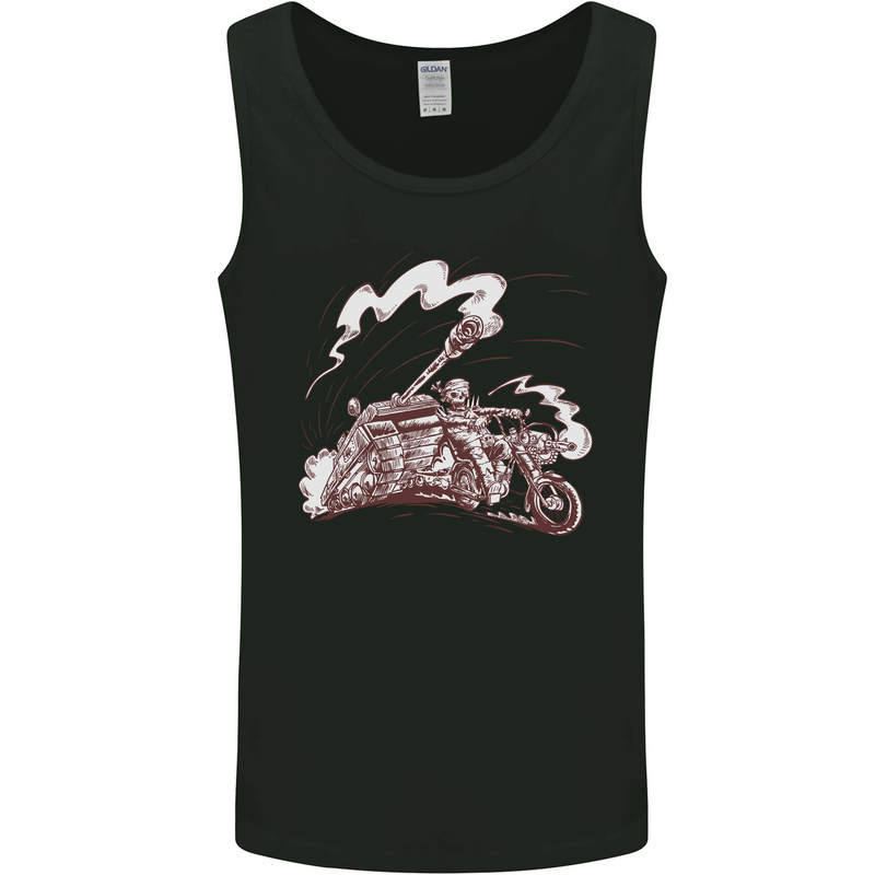 An Army Biker With Tank Skull Motorcycle Mens Vest Tank Top Black