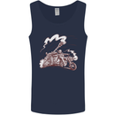 An Army Biker With Tank Skull Motorcycle Mens Vest Tank Top Navy Blue