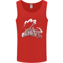 An Army Biker With Tank Skull Motorcycle Mens Vest Tank Top Red