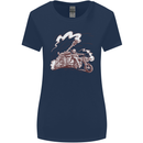 An Army Biker With Tank Skull Motorcycle Womens Wider Cut T-Shirt Navy Blue
