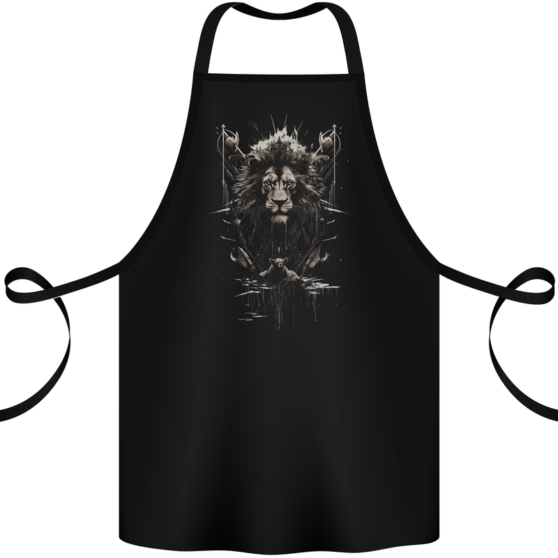 An Artistic Lion And Grizzly Bear Cub Cotton Apron 100% Organic Black