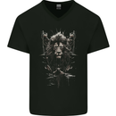 An Artistic Lion And Grizzly Bear Cub Mens V-Neck Cotton T-Shirt Black