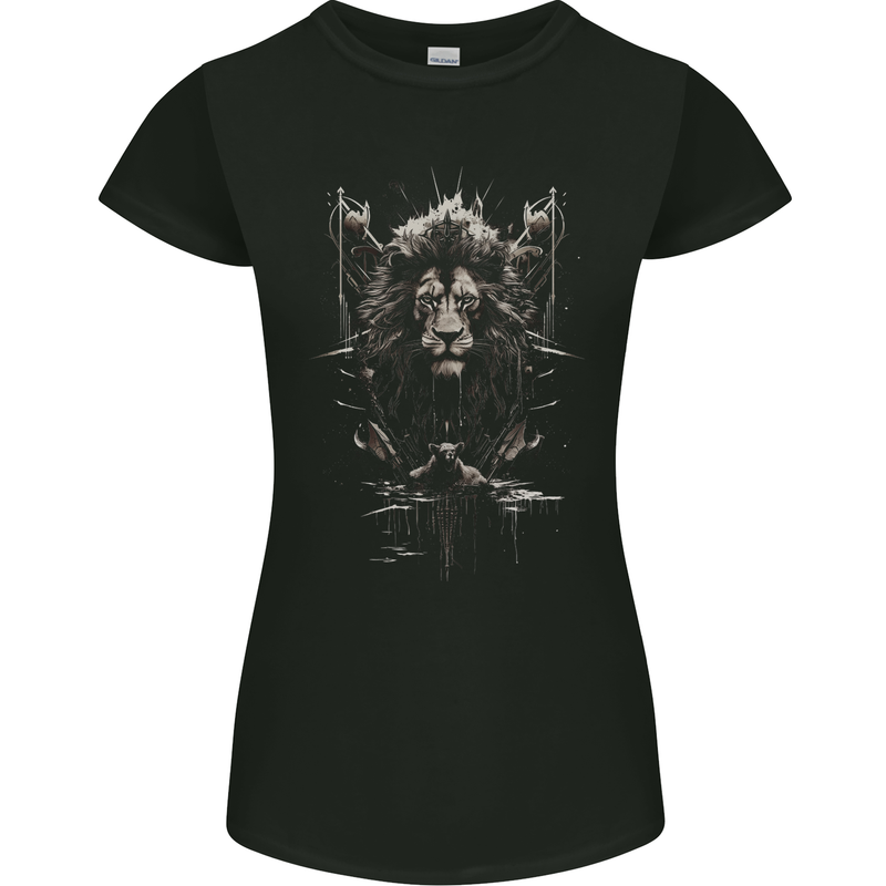 An Artistic Lion And Grizzly Bear Cub Womens Petite Cut T-Shirt Black