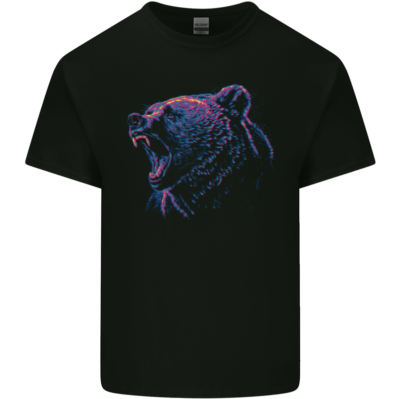 An Artistic Roaring Grizzly Bear Mens Cotton T-Shirt Tee Top Black