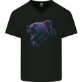 An Artistic Roaring Grizzly Bear Mens V-Neck Cotton T-Shirt Black