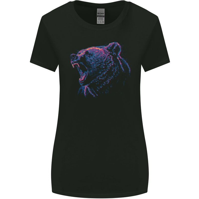 An Artistic Roaring Grizzly Bear Womens Wider Cut T-Shirt Black