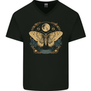 An Astral Butterfly Mens V-Neck Cotton T-Shirt Black