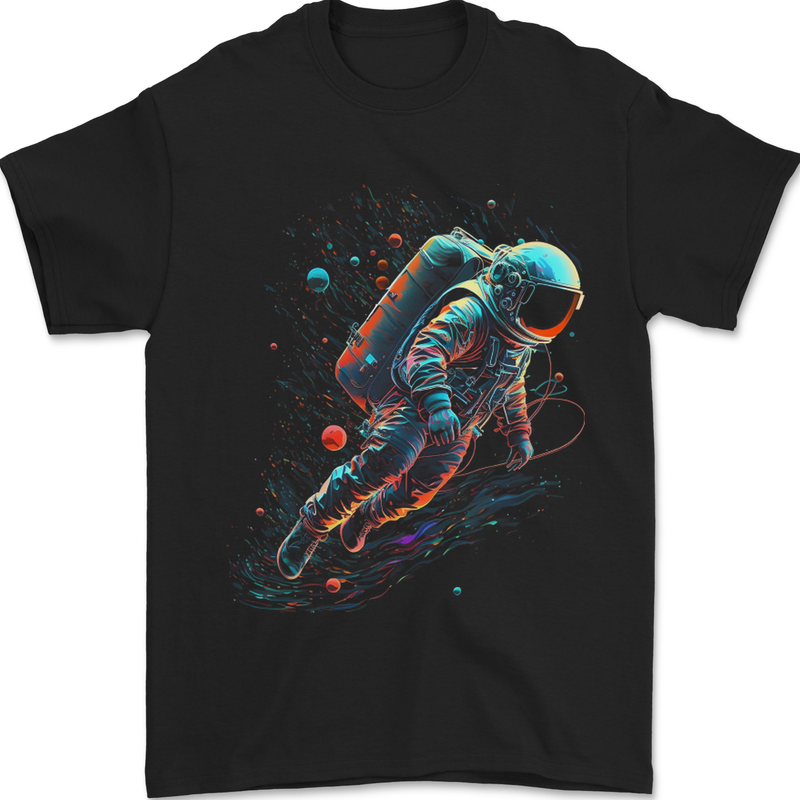 An Astronaut in Outer Space Man Mens T-Shirt 100% Cotton Black