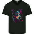 An Awesome Border Collie Dog Mens V-Neck Cotton T-Shirt Black