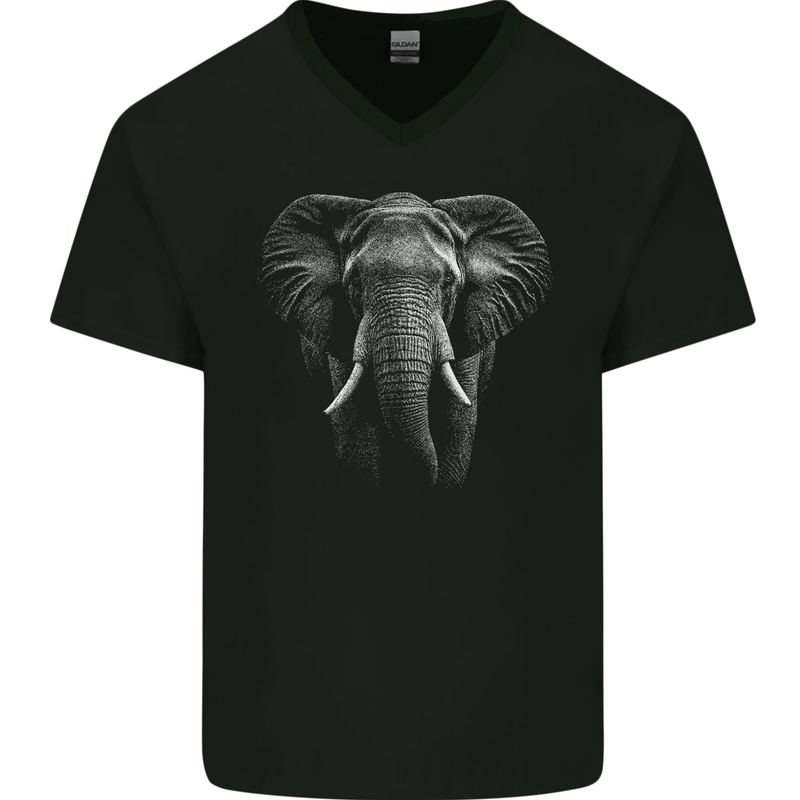 An Awesome Elephant Mens V-Neck Cotton T-Shirt Black