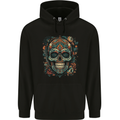 An Aztec Skull Mexico Mens 80% Cotton Hoodie Black