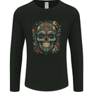 An Aztec Skull Mexico Mens Long Sleeve T-Shirt Black
