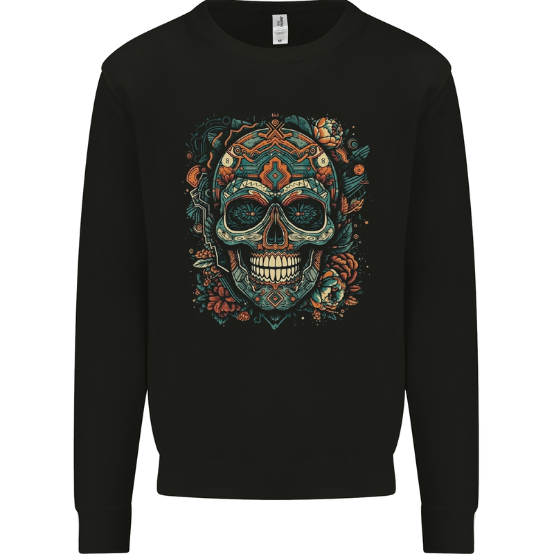 An Aztec Skull Mexico Mens Sweatshirt Jumper Black