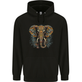 An Elephant With Tribal Markings Mens 80% Cotton Hoodie Black