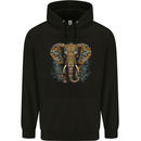 An Elephant With Tribal Markings Mens 80% Cotton Hoodie Black