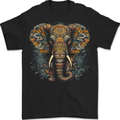 An Elephant With Tribal Markings Mens T-Shirt 100% Cotton BLACK