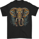 An Elephant With Tribal Markings Mens T-Shirt 100% Cotton BLACK