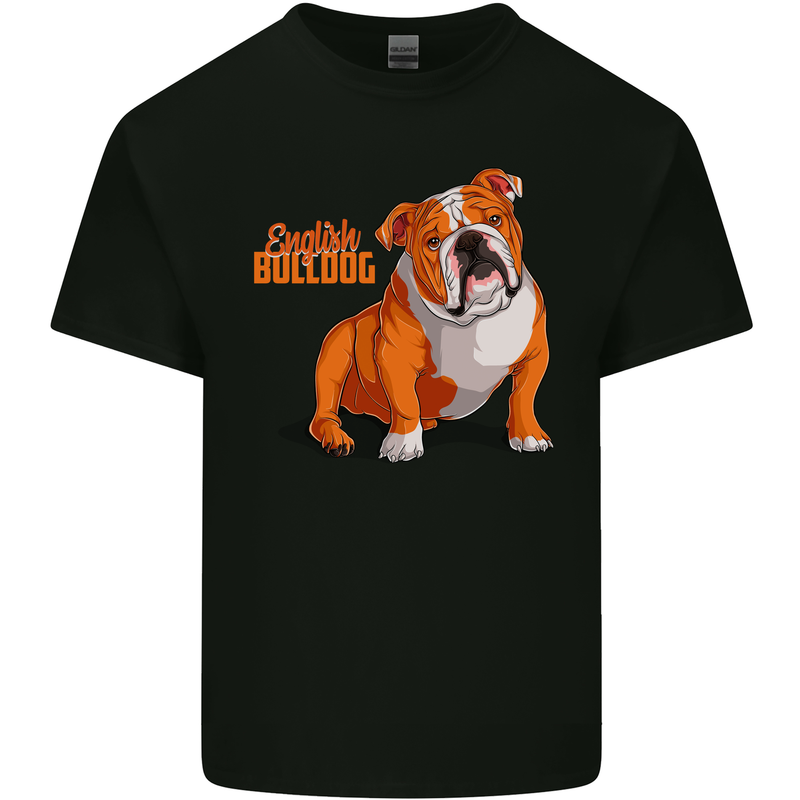 An English Bulldog Dog Illustration Kids T-Shirt Childrens Black