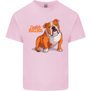 An English Bulldog Dog Illustration Kids T-Shirt Childrens Light Pink