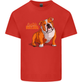 An English Bulldog Dog Illustration Kids T-Shirt Childrens Red