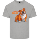 An English Bulldog Dog Illustration Kids T-Shirt Childrens Sports Grey