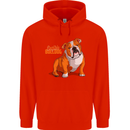 An English Bulldog Dog Illustration Mens 80% Cotton Hoodie Bright Red