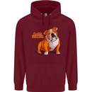 An English Bulldog Dog Illustration Mens 80% Cotton Hoodie Maroon