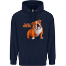 An English Bulldog Dog Illustration Mens 80% Cotton Hoodie Navy Blue