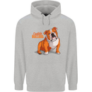 An English Bulldog Dog Illustration Mens 80% Cotton Hoodie Sports Grey