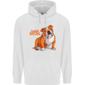 An English Bulldog Dog Illustration Mens 80% Cotton Hoodie White