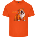 An English Bulldog Dog Illustration Mens Cotton T-Shirt Tee Top Orange