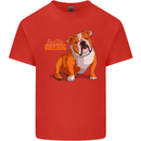 An English Bulldog Dog Illustration Mens Cotton T-Shirt Tee Top Red