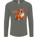 An English Bulldog Dog Illustration Mens Long Sleeve T-Shirt Charcoal