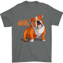 An English Bulldog Dog Illustration Mens T-Shirt 100% Cotton Charcoal