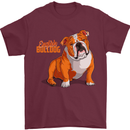 An English Bulldog Dog Illustration Mens T-Shirt 100% Cotton Maroon