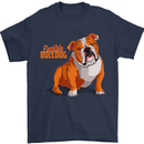 An English Bulldog Dog Illustration Mens T-Shirt 100% Cotton Navy Blue