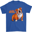 An English Bulldog Dog Illustration Mens T-Shirt 100% Cotton Royal Blue