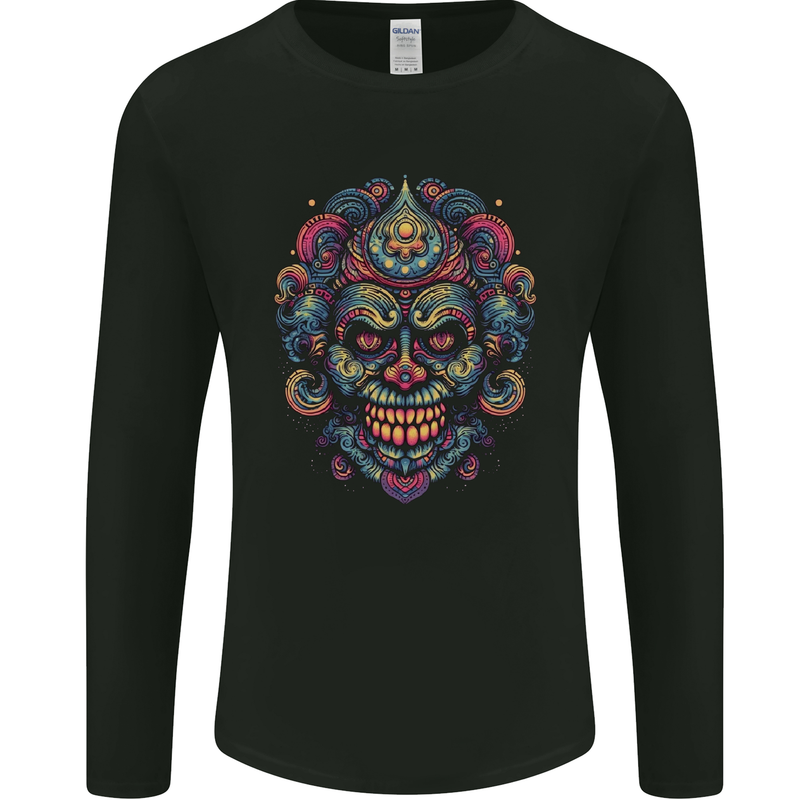An Evil Clown Mask Skull Mens Long Sleeve T-Shirt Black