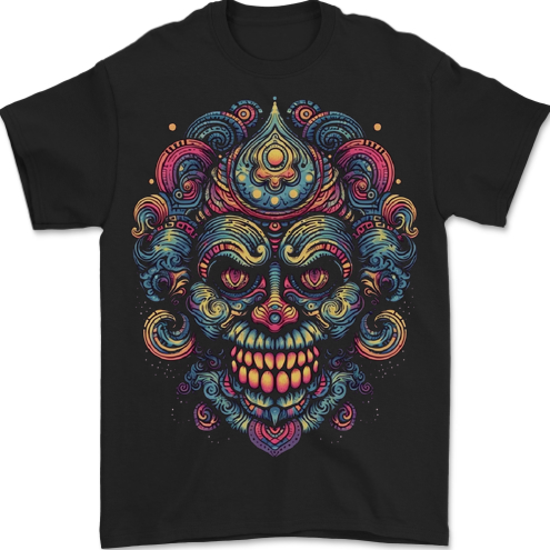 An Evil Clown Mask Skull Mens T-Shirt 100% Cotton BLACK