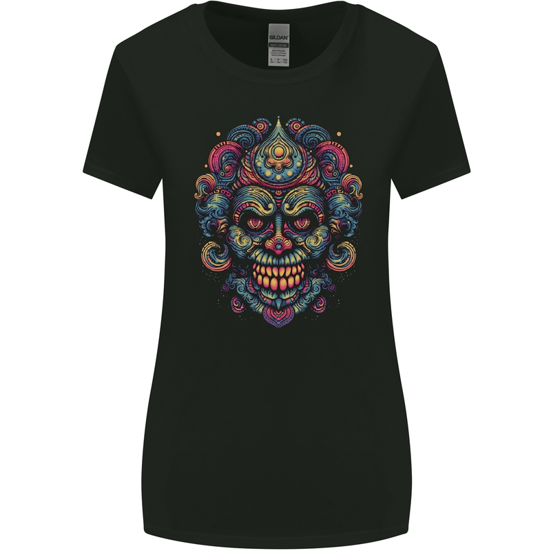 An Evil Clown Mask Skull Womens Wider Cut T-Shirt Black