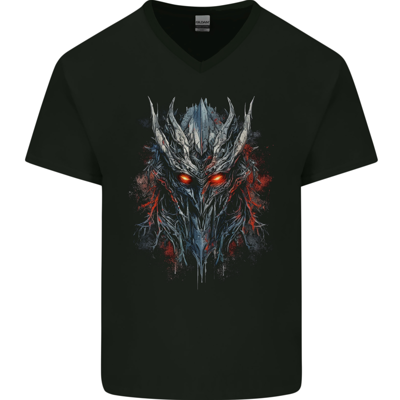 An Evil Sauron Mask Demon Mens V-Neck Cotton T-Shirt Black