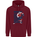 An Ice Hockey Player Childrens Kids Hoodie Maroon