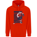 An Ice Hockey Player Mens 80% Cotton Hoodie Bright Red