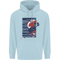 An Ice Hockey Player Mens 80% Cotton Hoodie Light Blue